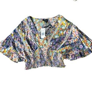 Angie Floral Smocked Crop Top in Multicolor